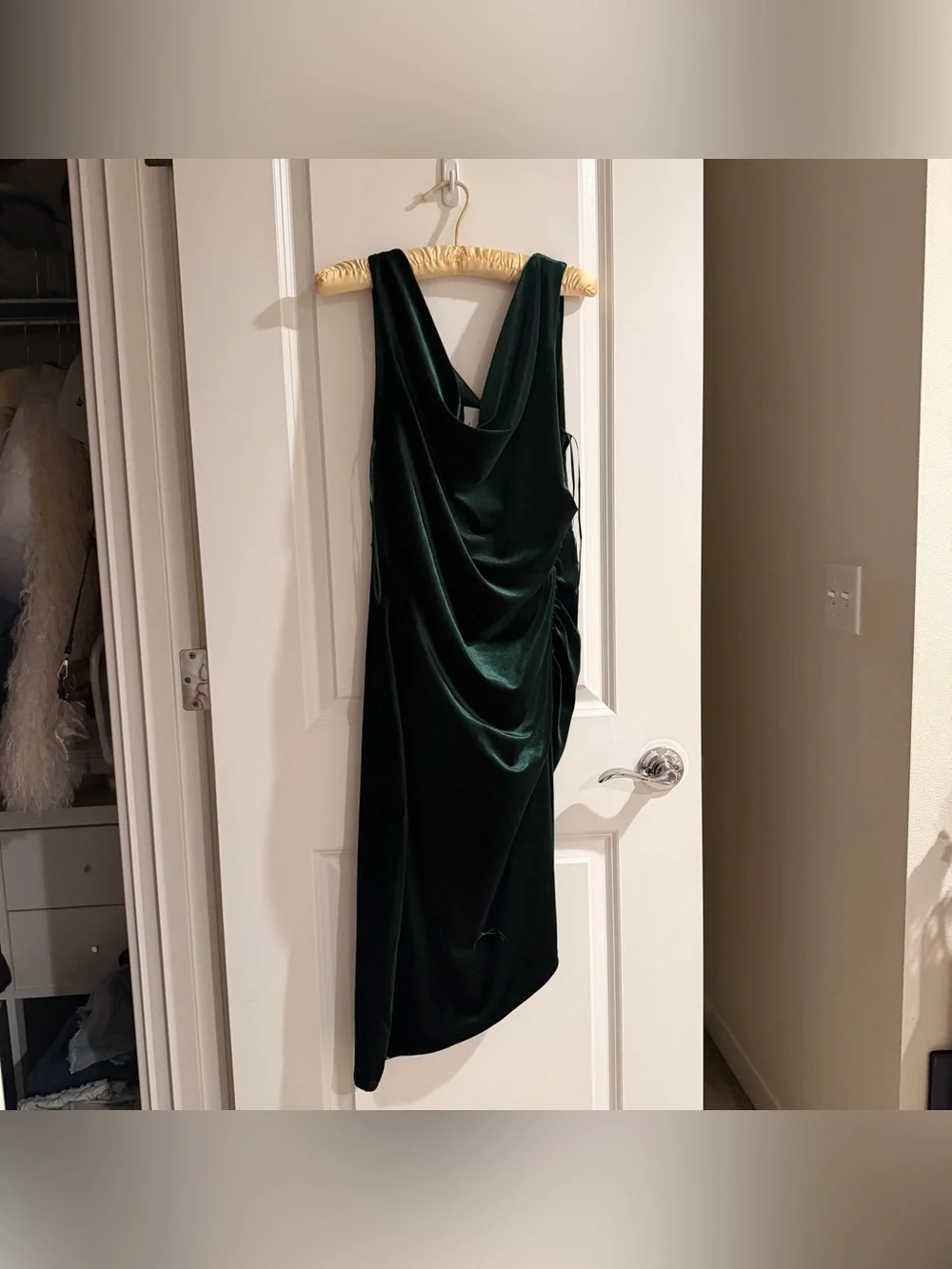 Sam Edelman Emerald Green Velvet Cowl Midi Dress